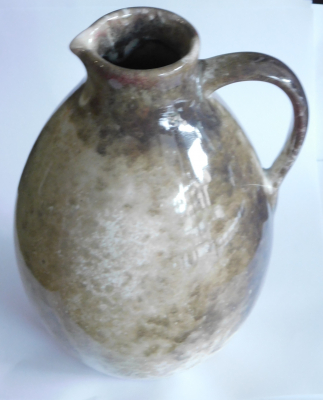 Art Deco Keramik Vase Henkelvase Uhlemeyer grau-beige-braun marmoriert 19cm