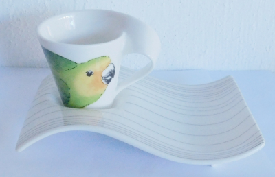 Villeroy & Boch New Wave Espressotasse + UT Animals of the world - Braunwangensittich
