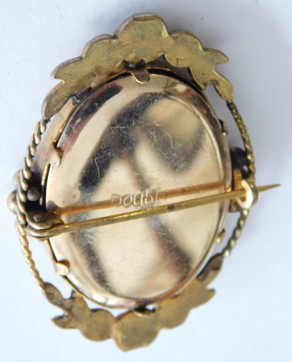 Alte Jugendstil Brosche Fotobrosche Double oval 4x2,8cm #f