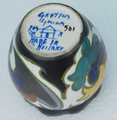 Kleine Keramikvase Gouda Holland Grotius 8cm (N)