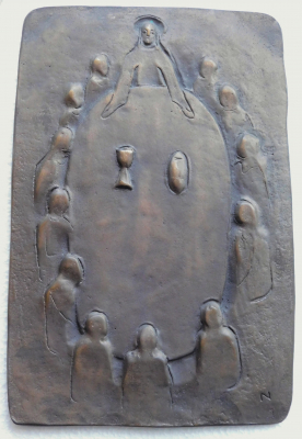 Bronze Relief Das letzte Abendmahl Gustav Nonnenmacher signiert N 30,5x20cm