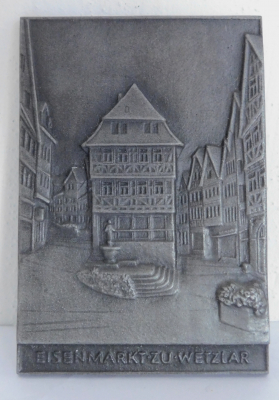 Buderus Eisenguß Relief Kunstguss Wetzlar Eisenmarkt 11,7x8,1cm