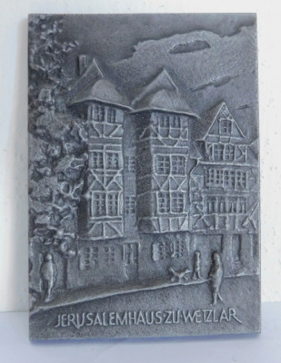 Buderus Eisenguß Relief Kunstguss Wetzlar Jerusalemhaus 11,6x8,3cm