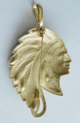 Original Pierre Lang Anhänger Brosche Indianerkopf farbige Steine 7,8x5,3cm