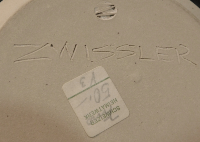 Studiokeramik Vase Zwissler Schweizer Heimatwerk braun-rot/schwarz 20,5cm