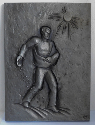 Buderus Eisenguß Relief Kunstguss Sämann Bauer Heinrich Moshage MH 29x21,2cm
