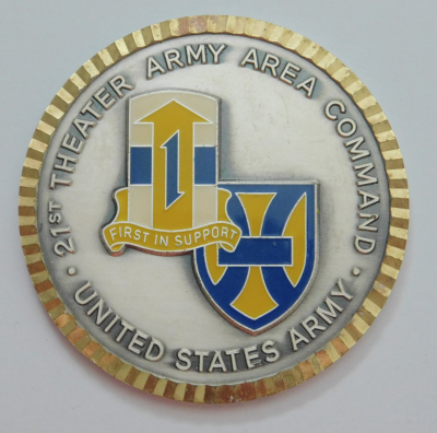 Alte Medaille 21st Theater Army Area Command USA First in Suppport Ø6cm