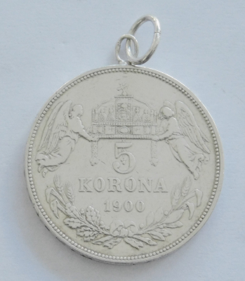 Münzanhänger 5 Korona Kronen Österreich 1900 Silber als Anhänger Ø3,6cm 24,17g
