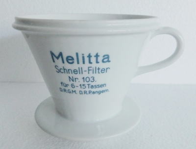 Großer alter Melitta Schnell-Filter 103 6-15 Tassen D.R.G.M. D.R.P.angem. 8 Loch
