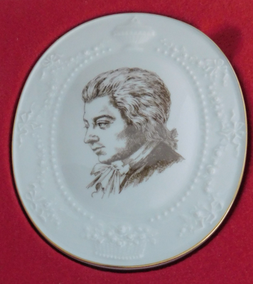 Wandbild Plakette Meissen Wolfgang Amadeus Mozart I. Wahl 16,7x14,3cm