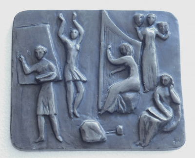 Buderus Eisenguß Relief Kunstguss Die fünf Musen A Woelfle-Fabricius 27x22,5cm