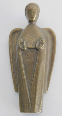 Bronze Handschmeichler kleine Skulptur Segensengel Maria Laach C. Fischbach 6,5cm