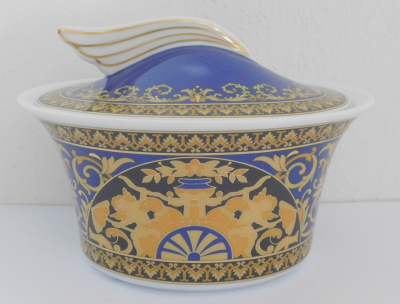 Rosenthal Versace Medusa blue blau Ikarus Wunderlich Zuckerdose Bonbonniere