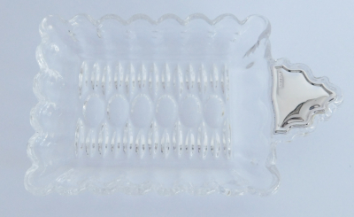 Schale Schälchen Glas mit Silbermontierung Silber 800 Emil Hermann 12/15x9,3cm