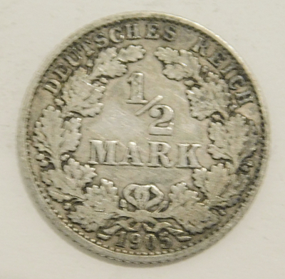 1/2 Mark Deutsches Reich 1905 D Silber 900 2,7g Ø2cm