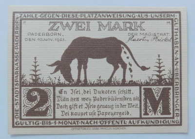 Altes Notgeld Paderborn 2 Mark 1921