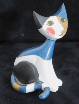 Kleine Katze blau-schwarz Goebel Rosina Wachtmeister sitzend 7,5cm