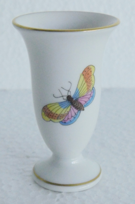Kleine Miniatur Vase Herend Rothschild 7191/RO Vögel Schmetterling 6cm #b