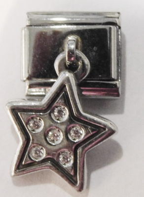 Original Nomination Modul 9mm mit Dangle Stern Silber 925 Zirkonia