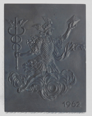 Buderus Eisenguß Relief Kunstguss 1962 Hermes der Götterbote 14,4x10,8cm