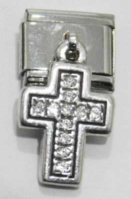 Original Nomination Modul 9mm mit Dangle Kreuz Silber 925 Zirkonia