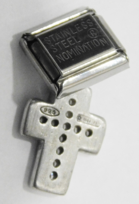 Original Nomination Modul 9mm mit Dangle Kreuz Silber 925 Zirkonia