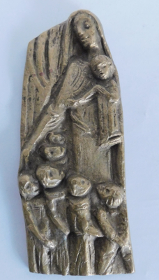 Bronze Relief Schutzmantelmadonna von Joseph Krautwald 15x5,8cm #b