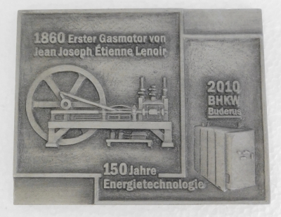 Buderus Eisenguß Relief Kunstguss 150 Jahre Energietechnologie 13,5x10,5cm