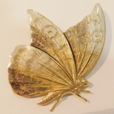 Vintage Modeschmuck Brosche mit Emaille Schmetterling Falter 6x4,5cm