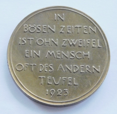 Alte Medaille Wucherer Teufel Inflation 1923 Hörnlein Ø3,8cm