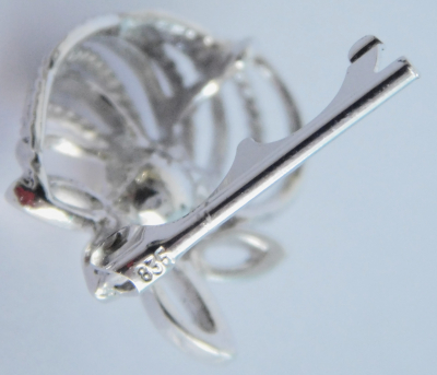 Perlenkettenkürzer Kettenverkürzer Blüte Silber 835 Zuchtperle 2x1,8cm