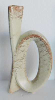 Ausgefallene Vase Bertoncello Italy Entw. Roberto Rigon beige-braun 30,5cm