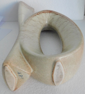 Ausgefallene Vase Bertoncello Italy Entw. Roberto Rigon beige-braun 30,5cm