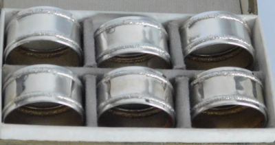 6 edle Serviettenringe Silber 800 innen vergoldet Lutz & Weiss Ø2,5 14,3g