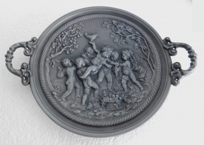 Eisenguss Relief Bacchantenschale Kunstguss Buderus Nackte Wein Ø20,5cm
