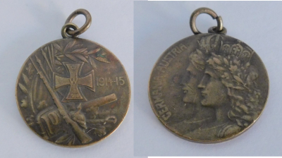 Bronze Medaille Germania Austria 1914 15 EK 1.WK Deutschland Österreich Ø2,8cm