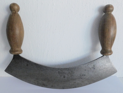 Altes Wiegemesser einschneidig mit Holzgriffen F. A. Wolff