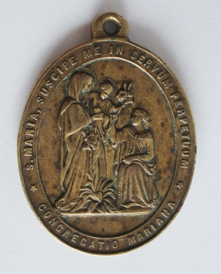 Bronze Medaille Pilgermedaille Bruderschaft Congregatio Mariana / S. Aloysi