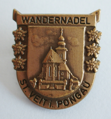 Wandernadel St. Veit Pongau Österreich Bronze Abzeichen Andenken 2,5x2,3cm