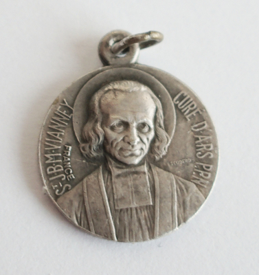 Kleiner Anhänger Medaille St. JBM Vianney / Sainte Philomene Silber vers. ? Ø1,6