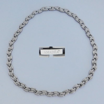 Amadéa Edelstahl Kette Gliederkette mit Muster 42,5cm