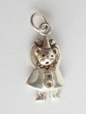 Kleiner Anhänger Bär Clown mit Hut Kleid 8 Silber 925 2,1g Kette Armband 1,7cm