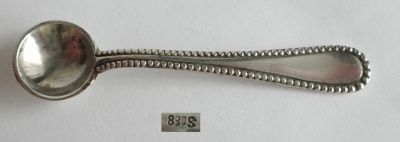 Miniaturlöffel Salzlöffel Perlrand Silber 830 4,4g 5,8cm