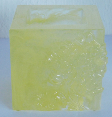 Glas Kerzenhalter Design Liuli Heavenly Splendor gelb signiert 7,4x7,4x7cm