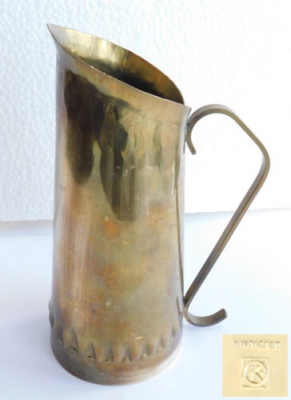 Art Deco Messing Krug Kanne Vase KO OK Handarbeit 16,5cm