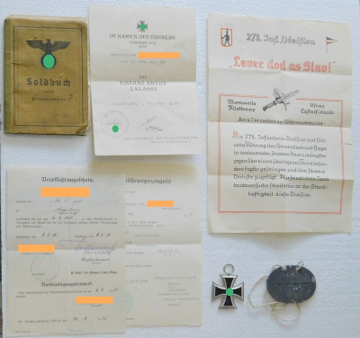 Sammlg II. WK EK 2 Herst 13 Brehmer Urkunden Soldbuch