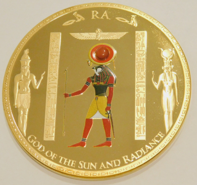 Gigant Medaille Sonnengott Ra Ägypten mit Steinchen 70mm
