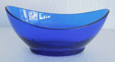 Blauer Glas Einsatz für Jugendstil Schale Silber versilbert 14x7,7cm