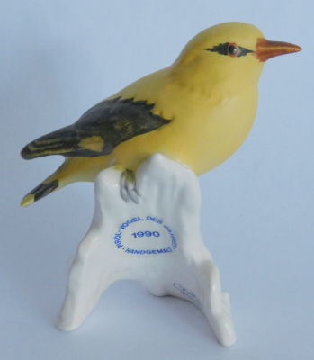 Porzellanfigur Vogel Pirol 1990 Goebel Bisquit matt 7,5cm Nr. 38 141-08