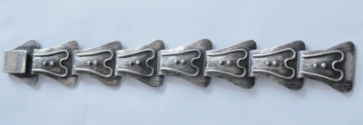 Art Deco Armband Silber 900 Handarbeit Hammerschlag 18,2cm breit2,3cm 36,2g
